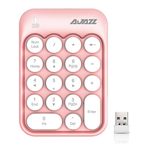 무선 숫자 키패드 18 키 2.4G 미니 휴대용 무소음 넘버 패드 USB 리시버 재무,회계,금융,가계부 Accounting 키보드 연장 노트북 데스크탑 PC Pro（Pink）