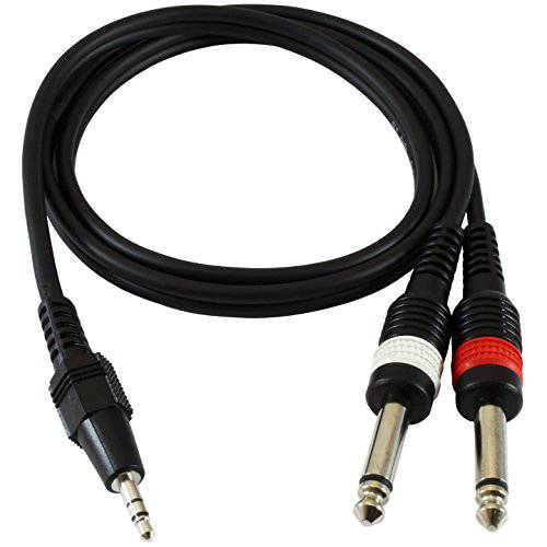 GLS 오디오 3-Feet Y-Cable 1/ 8 미니 3.5mm Male to 듀얼 1/ 4 6.3mm TS Male 3ft - 컴퓨터, 아이폰,  아이팟& More