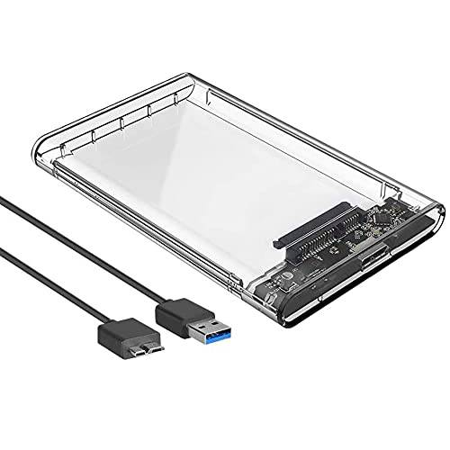 Hoydaa 2.5 SATA to USB3.0 Tool-Free 클리어 외장 하드디스크 인클로저 최적화 2.5 인치 SSD& HDD 9.5mm 7mm 외장 하드디스크 케이스 지원 맥스 4TB UASP 호환가능