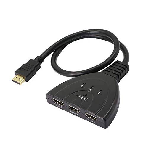 YACSEJAO 3 포트 HDMI Switch，HDMI 스위치 3 in 1 Out HDMI Cable，1080P HDMI 분배기 수동 HDMI분배기, 모니터분배기 플러그&  플레이 - 수동 HDMI분배기, 모니터분배기