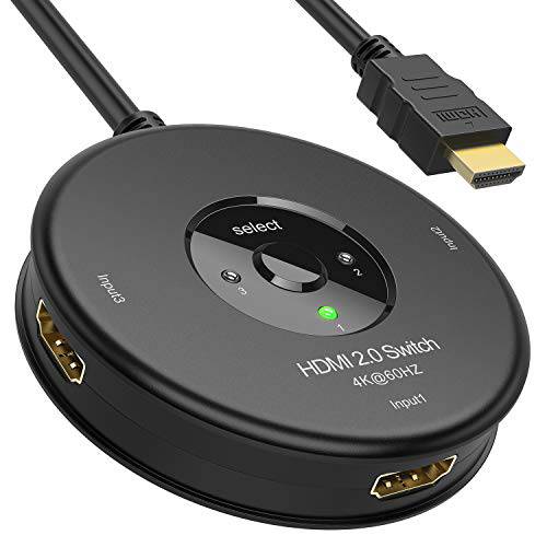 HDMI 스위치, Meofia 4K 60Hz HDMI 2.0 변환기 셀렉터, 3 in 1 Out HDMI 스위치 지원 4K 3D HD 1080P 엑스박스 PS4 Roku Blu-Ray 플레이어 HDTV