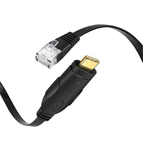 CableCreation USB C to RJ45 콘솔 케이블 6 Feet USB Serial 어댑터 호환가능한 라우터, Cisco, NETGEAR, TP-Link, Linksys, 윈도우, 맥OS, 리눅스, 블랙