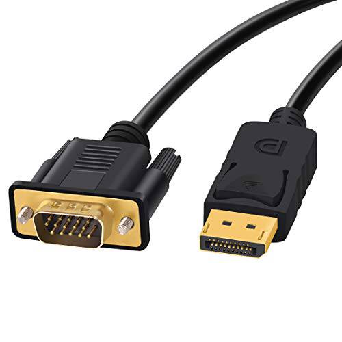 DisplayPort,DP to VGA, FOBOIU 디스플레이 포트 to VGA 10 Feet DP to VGA 케이블 연결 DP 포트 from 데스크탑 or 노트북 to 모니터 or 프로젝터 VGA 포트