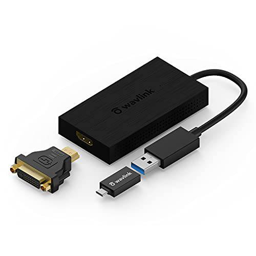 Wavlink USB 3.0 to HDMI 4K UHD 범용 비디오 그래픽 어댑터 지원 up to 6 모니터 디스플레이, 3840 X 2160 외장 비디오 카드 어댑터 지원 윈도우&  크롬 OS