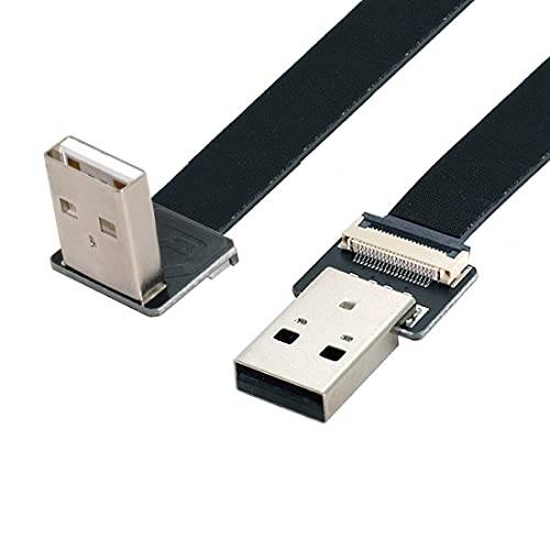 ChenYang CY USB 2.0 Type-A Male to Type-A Male 데이터 플랫 슬림 FPC 케이블 90 도 다운 앵글드 FPV&  디스크&  스캐너&  프린터 50CM