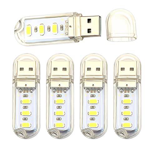 V Telesky 5 팩 USB 독서 라이트, LED Protable 취침등, 나이트 스탠드, 무드등, USB 쉐입 3 LED 라이트