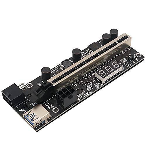 New 버전 PCIE 라이저 1x to 16x 그래픽 연장 온도 센서 Bitcoin GPU 마이닝 전원 라이저 어댑터 카드