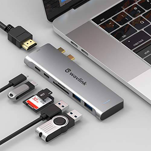 USB C 허브 100W PD 맥북, 7-in-1 타입 C 어댑터 미니 탈부착 스테이션 썬더볼트, 4K HDMI& USB 3.0, SD/ TF 카드 리더, 리더기