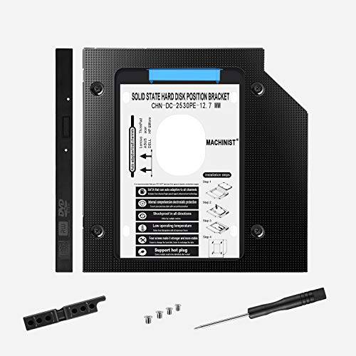 기계공 2.5’’ SATA HDD SSD 인클로저 하드디스크 캐디 케이스, 12.7mm SATA to SATA 하드디스크 어댑터 9.5mm 노트북 CD/ DVD-ROM 광학 베이 드라이브 슬롯 알루미늄 케이스