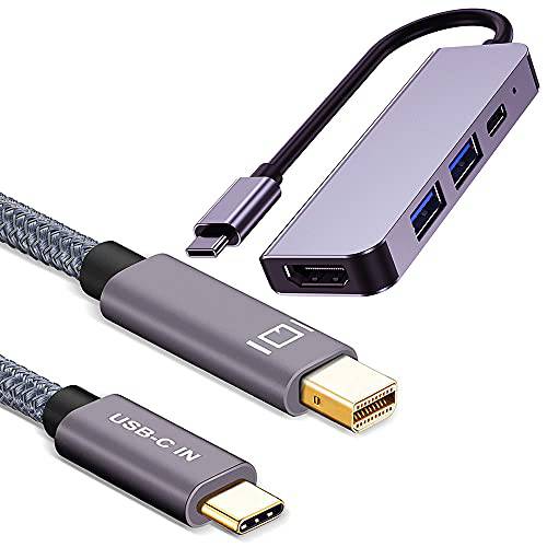 USB C 허브 4in1 HDMI 멀티포트 어댑터 and USB C to 미니디스플레이포트, 미니 DP 케이블