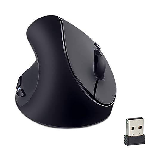 Left-Handed 마우스, 2.4GHz 인체공학 버티컬 DPI 800/ 1200/ 1600 무선 마우스 USB 리시버 스몰 핸드, 블랙
