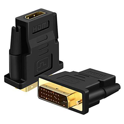 TNP DVI to HDMI - HDMI to DVI-D 어댑터 선택형 DVI (DVI-D) to HDMI Male to Female 어댑터 (2 팩) Gold-Plated 컨버터, 변환기 연결 컴퓨터 모니터, PC, Mac, 노트북
