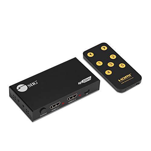 SIIG 2x2 HDMI 분배기 and 스위치 4K - 인텔리전트 비디오 Downscaler - 4K 60hz HDR, HDCP 2.2, EDID - 디지털 and PCM 7.1 오디오 - IR 리모컨, ESD 프로텍트, 2 in 2 Out 분배기 (CE-H26D11-S1)