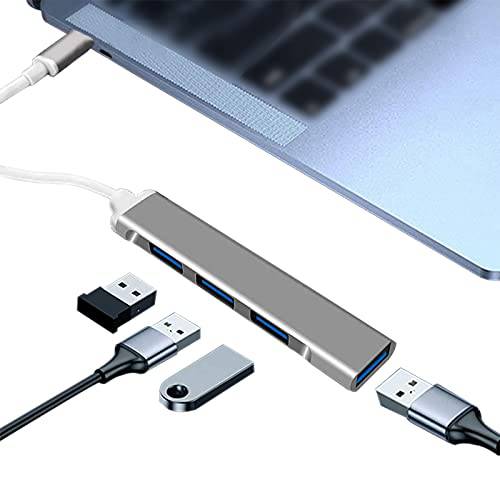 USB C to 4-USB 허브 멀티포트 어댑터 휴대용 4-in-1 USB C to USB 3.0/ 2.0 포트 확장기 - 지원 OTG 기능 - 맥북 에어/ 프로, 아이패드 에어 4/ 프로, 크롬북, 테슬라 (그레이)