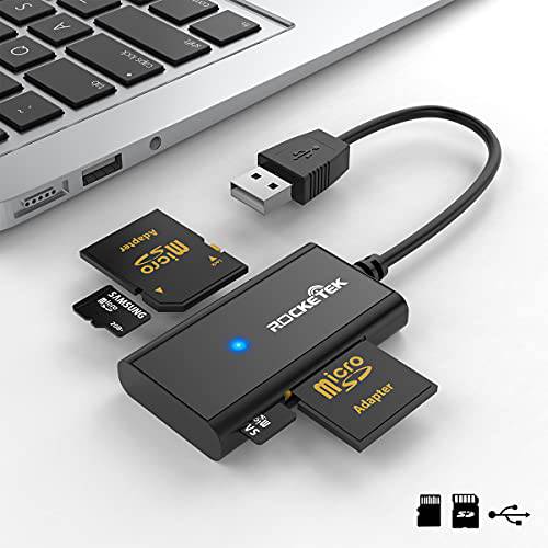 Rocketek USB 3.0 4-in-1 플래시 SD 카드 리더, 리더기, 메모리 카드 어댑터 SD/ 마이크로 SD/ SDXC/ SDHC/ MMC/ RS-MMC/ 마이크로 SDXC/ UHS-I Mac 윈도우 리눅스 크롬 Read 2 여러 메모리 카드 동시에