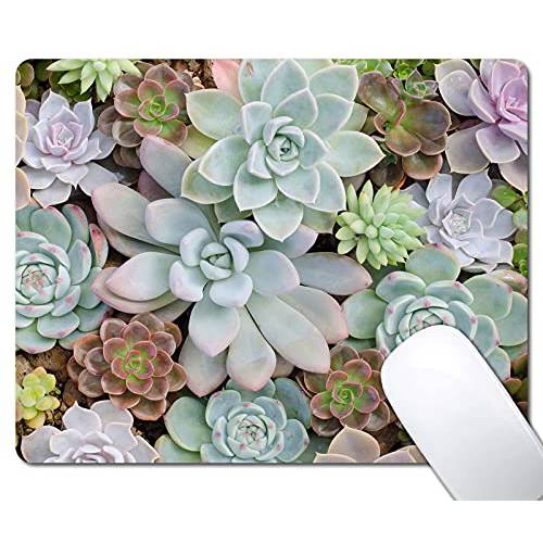 귀여운 Succulents 마우스 패드, 내츄럴 식물 마우스패드 디자인, Anti-Slip 러버 베이스 무선 마우스 패드 노트북