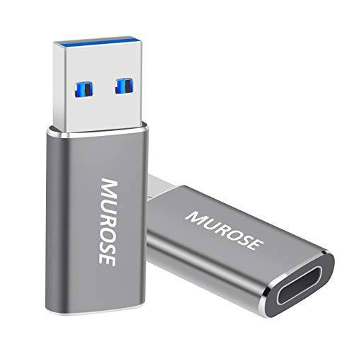 MUROSE USB C Female to USB 3.0 Male Adapter(2-Pack), 타입 C to USB A 어댑터, 호환가능한 노트북, 파워 뱅크, 충전기, and More 디바이스 USB A 포트 (실버 그레이) (그레이)