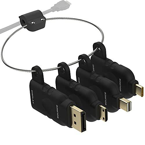 범용 HDMI 어댑터 링 키트 세큐리티 클램프 - USB C, DisplayPort,DP, 미니 DP, 미니 HDMI to HDMI 오피스 비디오 컨버터, 변환기. Four 어댑터 세큐리티 루프 . 범용 HDMI 어댑터 키트, 4K HDMI 링