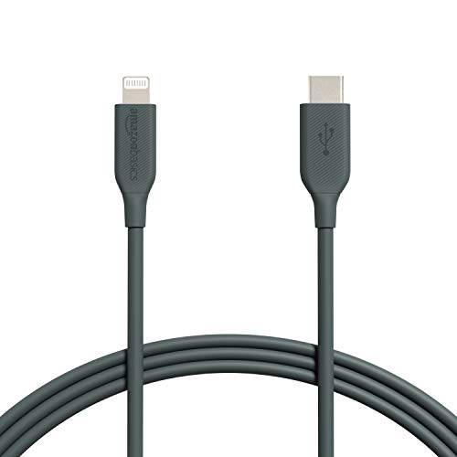 아마존 Basics USB-C to 라이트닝 케이블 케이블, MFi 인증된 충전기 애플 아이폰 11/ 12, 아이패드, 4, 000 Bend Lifespan - 미드나잇 그린, 6-Ft