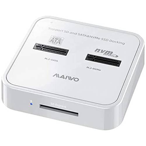 MAIWO K3016SD 듀얼 베이 외장 하드디스크 탈부착 스테이션, USB3.1 GEN2 10Gbps M.2 SSD 인클로저, SD Express 카드 리더, 리더기 베이스. M.2 nVME/ SATA 듀얼 프로토콜,  1 SD Express 카드 포트.