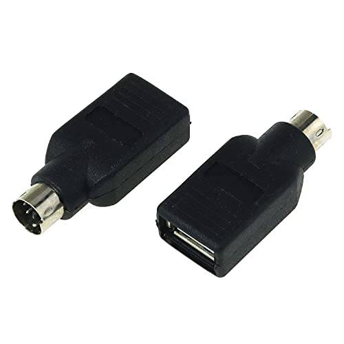 DGZZI USB to PS2 어댑터 2PCS 블랙 USB Female to PS/ 2 Male 컨버터, 변환기 어댑터 마우스 and 키보드