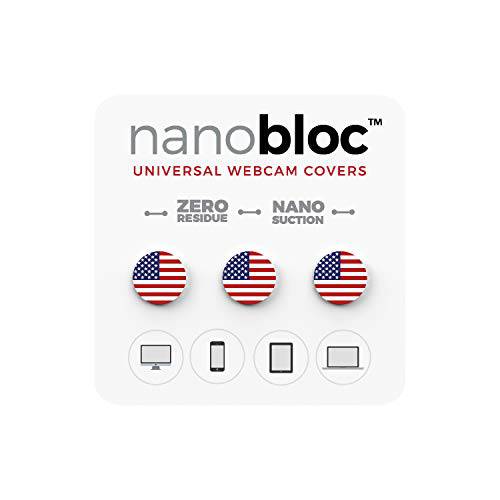 NanoBloc 웹캠 커버 from Eyebloc - 범용 리유저블,재사용 카메라 커버 모든 디바이스  세이프 스크린 클로져, 강력 소형 석션, No 잔여 (3-Pack, USA)