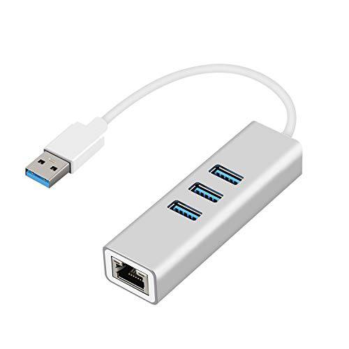 Sikaite USB 3.0 허브, 타입 A to 기가비트 이더넷 and 3 USB 3.0 어댑터, 알루미늄 휴대용 허브, RJ45 기가비트 이더넷 네트워크 어댑터, 컨버터, 변환기, 허브,  10/ 100/ 1000 Mbps 이더넷