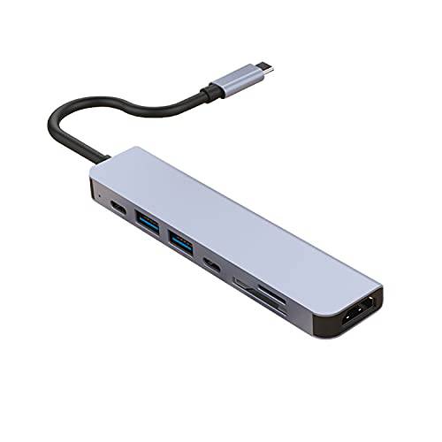 USB C 허브, 7 in 1 USB C 허브 멀티포트 어댑터 HDMI 4K 60Hz 출력, 파워 Delivery 타입 C 충전 7 포트 허브, USB 허브 SD 카드 리더, 리더기, 3.0 USB C 허브 맥북 프로 아이패드 XPS 서피스 프로