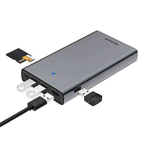Qwiizlab USB C 허브, 2.5 HDD& SATA SSD 인클로저, 멀티포트 탈부착 스테이션, SATA III, USB 3.0, 마이크로/ SD 카드 리더기, 호환가능한 맥북, Mac 미니, 노트북, 데스크탑