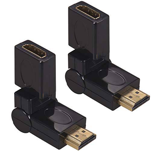 Warmstor 2-Pack HDMI Male to Female 스위블 어댑터 90 180 270 360 도 앵글 조절가능, HDMI 케이블 회전가능 연장 커넥터 Gold-Plated 지원 3D& 4K
