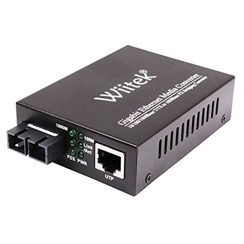 Wiitek 10/ 100/ 1000M 파이버 이더넷 미디어 컨버터, 변환기, 10/ 100/ 1000Base-T/ TX RJ45 to 1000Base-FX 기가비트 Bridging 컨버터, 변환기, 듀얼 SC, 멀티 모드 850nm, up to 550m