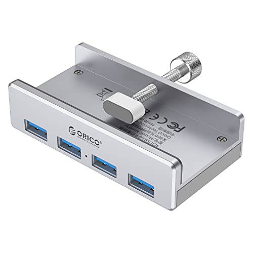 ORICO USB 3.0 허브 클램프 어댑터, 알루미늄 4-Port USB 분배기 엑스트라 파워 서플라이 포트 and 4.92 FT USB 데이터 케이블, Ultra-Portable USB 확장기 맥북 에어/ 노트북/ PC