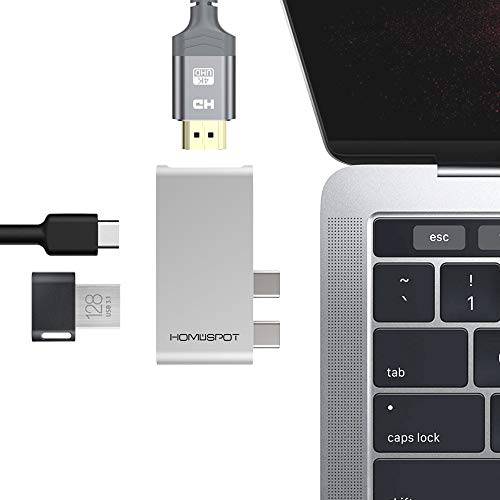 HomeSpot 3-in-1 USB Type-C 허브 맥북 프로 13/ 15 맥북 에어 케이스 on HDMI 4K 비디오 출력& USB 3.0 포트 울트라 슬림 - 실버