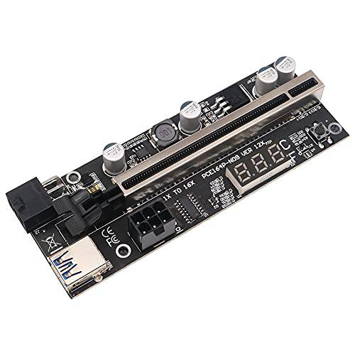 2X New 버전 PCIE 라이저 1x to 16x 그래픽 연장 온도 센서 Bitcoin GPU 마이닝 전원 라이저 어댑터 카드