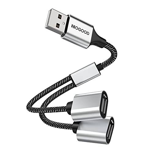 USB 분배기 케이블 MOGOOD USB y 분배기 어댑터 듀얼 USB 2.0 파워 케이블 연장 충전/ 데이터 전송/ 노트북/ Mac/ 자동차