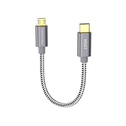 숏 마이크로 USB to USB C 케이블 0.65 FT CableCreation USB C to 마이크로 USB Braided 케이블 OTG 480Mbps 마이크로 USB 케이블 to USB C to USB 마이크로 맥북 프로 에어 S21 S20 S10 픽셀 5/ 4/ 3/ 2 etc. 스페이스 그레이