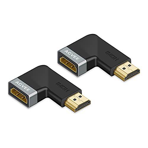 AGVEE [2 팩] 4K 60HZ 앵글드 HDMI 2.0 어댑터 90& 270 도 Male to Female 확장기 TV 커넥터 TV 스틱 Roku 크롬캐스트 닌텐도스위치 엑스박스 PS4 PS3 노트북 PC, 그레이