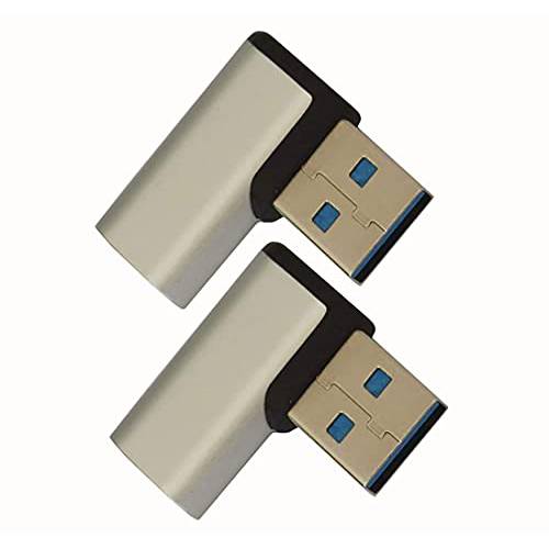 Traovien USB C to USB 어댑터, 2 PCS 90 도 USB 타입 C 3.1 to USB 3.0 데이터 and 충전 변환 어댑터, 적용가능한 휴대용 휴대폰, 컴퓨터, 노트북 컴퓨터 -실버