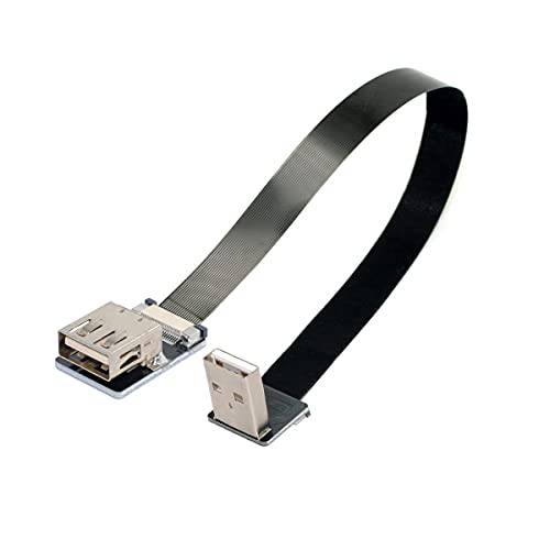 Cablecc 다운 앵글드 USB 2.0 Type-A Male to Female 연장 데이터 플랫 슬림 FPC 케이블 FPV&  디스크&  스캐너&  프린터 50cm