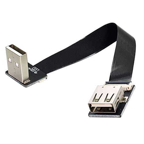 Cablecc Up 앵글드 USB 2.0 Type-A Male to Female 연장 데이터 플랫 슬림 FPC 케이블 FPV&  디스크&  스캐너&  프린터 20CM