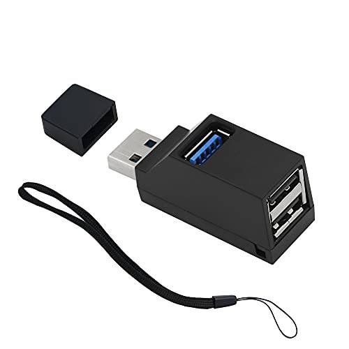 USB 허브 90 도 분배기 3 포트 USB 3.0 어댑터 휴대용 전원 데이터 USB 허브 전송 PC 노트북 USB 플래시 Drives，Black