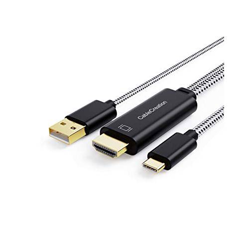 USB C to HDMI 케이블 USB 충전 6FT, CableCreation 타입 C to HDMI 케이블 호환가능한 맥북/ 프로/ 에어, 갤럭시 S10/ S9/ Note10, LG G5/ Q8/ V20, OnePlus 7(Pro)/ 7T (프로), HDMI to USB C