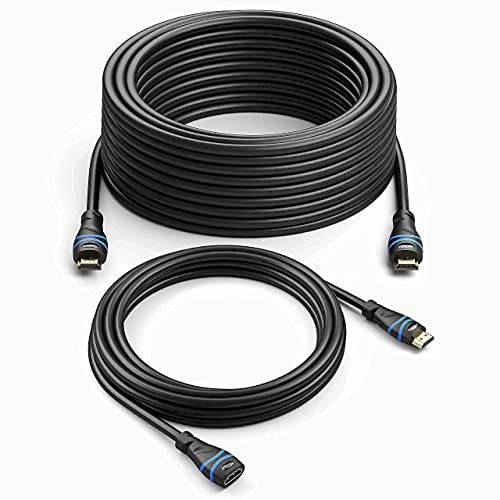 BlueRigger 4K HDMI 케이블 - 50FT 4K HDMI 연장 케이블 - 15FT (블랙, 4K 30Hz,  고속, in-Wall CL3 Rated, Male to Female 확장기)