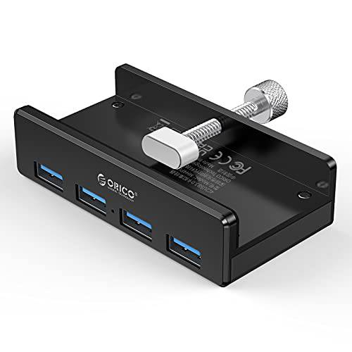 ORICO USB 3.0 클램프 허브 어댑터, 알루미늄 4-Port USB 분배기 엑스트라 파워 서플라이 포트 and 4.92 FT USB 데이터 케이블, Ultra-Portable USB 확장기 맥북 에어/ 노트북/ PC