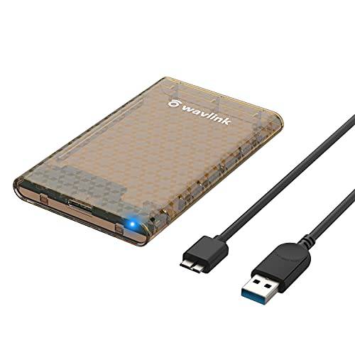 WAVLINK 2.5 하드디스크 인클로저, USB 3.0 to SATA III/ II/ I 외장 하드 디스크 케이스 9.5/ 7mm HDD SSD, 지원 맥스 4TB UASP 프로토콜 5Gbps 툴 프리 PC 노트북 PS4 TV 라우터