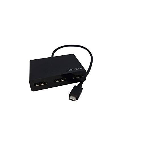 Accell USB-C DisplayPort,DP, DP Multi-Monitor 분배기 - DisplayPort,DP, DP 1.2 Multi-Stream 수송 (MST) 허브 - 1x USB-C 커넥터 (썬더볼트 3 호환가능한), 3X DP 1.2 출력, 4K UHD @60Hz, 블랙 (U226B-001B)