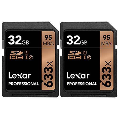 Lexar LSD32GCB1NL633 프로페셔널 633x 32GB SDHC UHS-1 Class 10 메모리 카드 2 팩