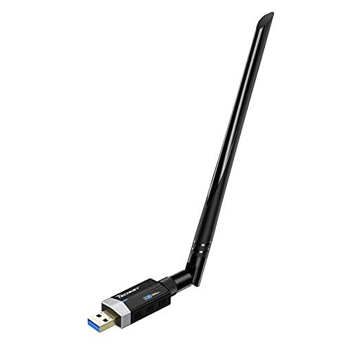 USB 와이파이 어댑터 PC, Techkey AC1300Mbps 듀얼밴드 무선랜카드, 네트워크 와이파이 USB 3.0 데스크탑 노트북 2.42GHz/ 5.8GHz 하이 게인 5dBi 안테나, 지원 Win10/ 8.1/ 8/ 7/ XP, Mac OS X