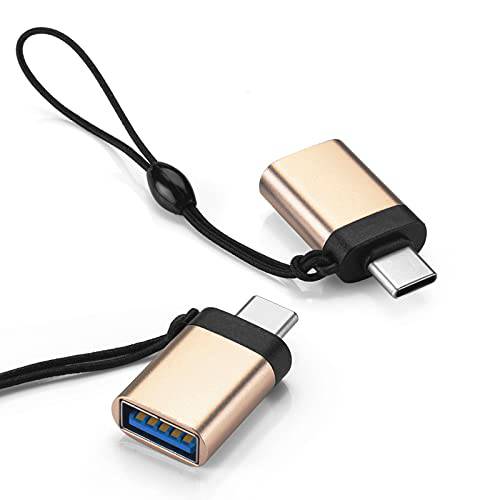 USB C to USB 어댑터 2 팩, 골드 USB-C to USB 3.0 어댑터, 썬더볼트 3 to USB Female 어댑터 OTG High-Speed 데이터 전송 맥북 프로 2020, 아이패드 프로 2020 and More 타입 C 디바이스