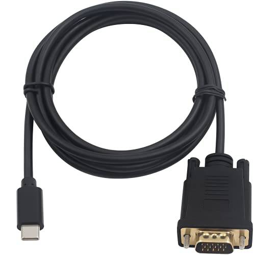 Duttek USB C to VGA 어댑터 케이블, USB Type-C to VGA 케이블, 1080P 액티브 USB C to VGA 아날로그 비디오 어댑터 컨버터, 변환기 케이블 데스크탑, 프로젝터, HDTV, 라즈베리 파이, Roku, 엑스박스 (1.8M/ 5.9FT)